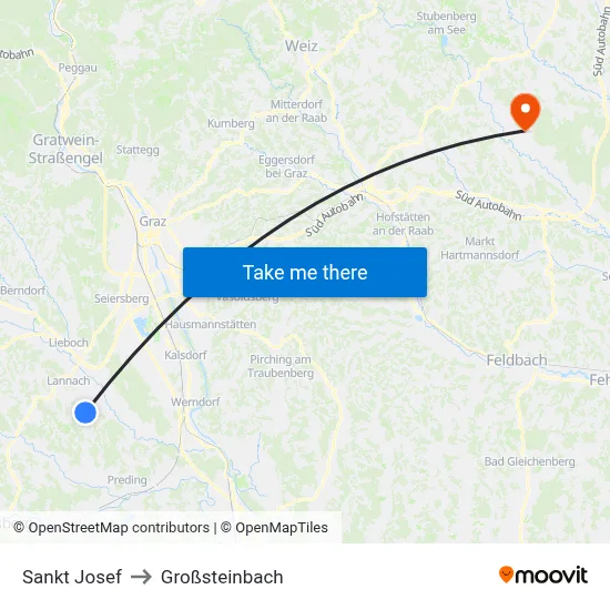 Sankt Josef to Großsteinbach map