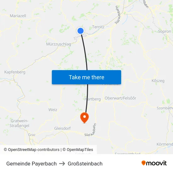 Gemeinde Payerbach to Großsteinbach map