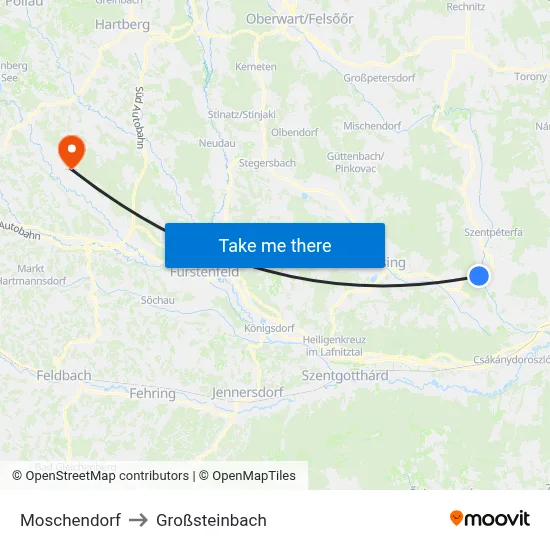 Moschendorf to Großsteinbach map