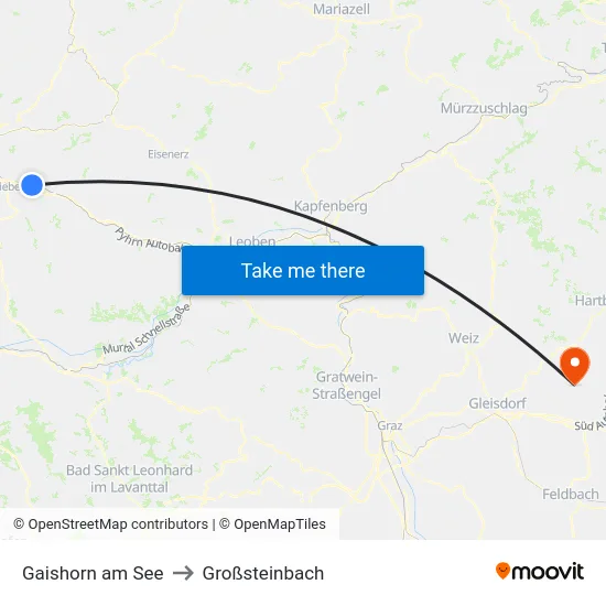 Gaishorn am See to Großsteinbach map