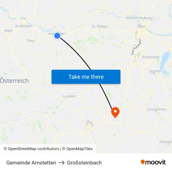 Gemeinde Amstetten to Großsteinbach map