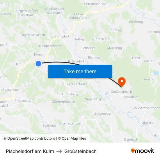 Pischelsdorf am Kulm to Großsteinbach map