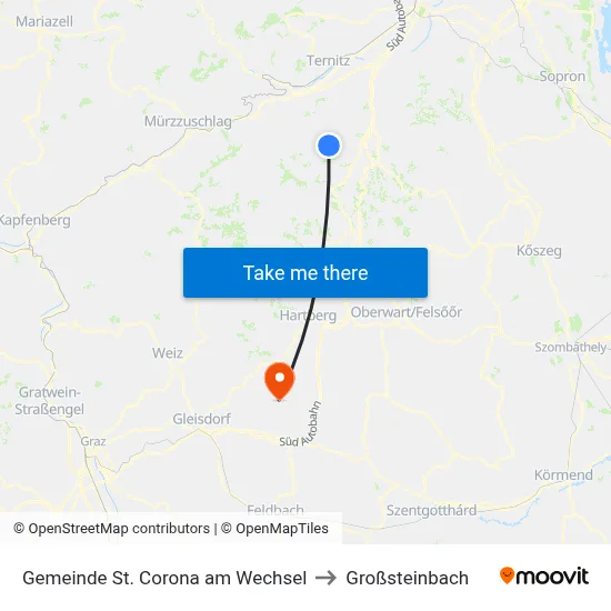 Gemeinde St. Corona am Wechsel to Großsteinbach map