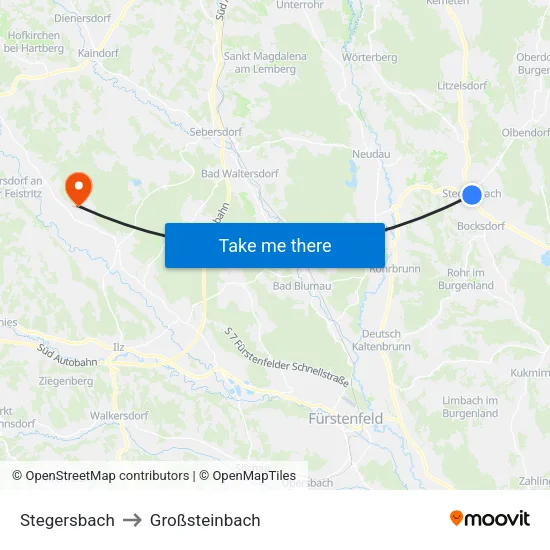 Stegersbach to Großsteinbach map