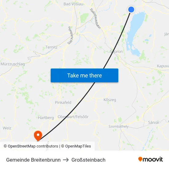 Gemeinde Breitenbrunn to Großsteinbach map