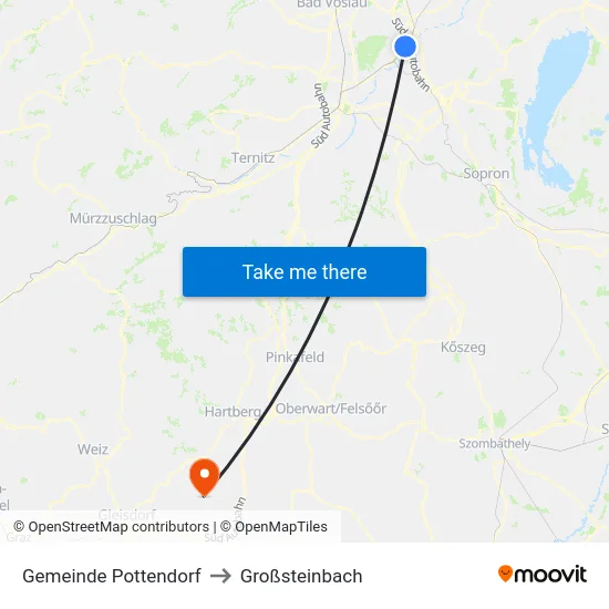 Gemeinde Pottendorf to Großsteinbach map