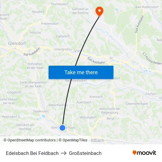 Edelsbach Bei Feldbach to Großsteinbach map