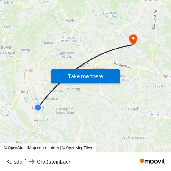 Kalsdorf to Großsteinbach map