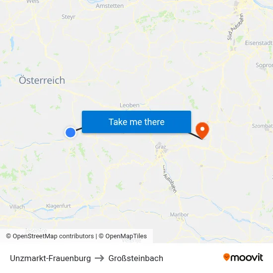 Unzmarkt-Frauenburg to Großsteinbach map