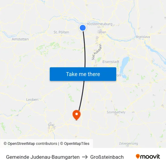 Gemeinde Judenau-Baumgarten to Großsteinbach map