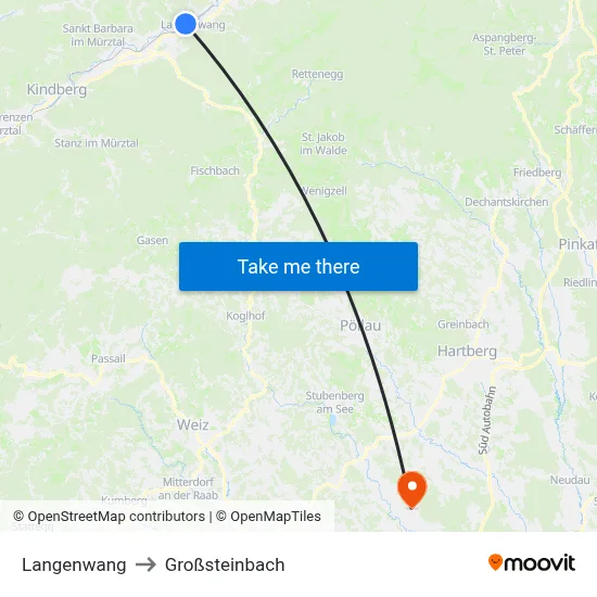 Langenwang to Großsteinbach map