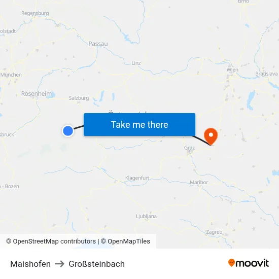 Maishofen to Großsteinbach map