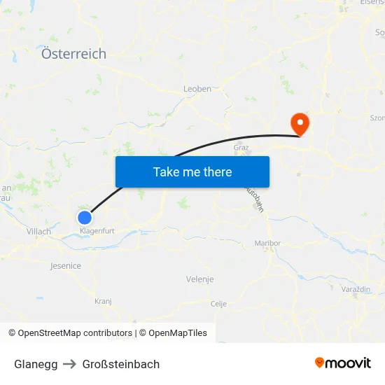Glanegg to Großsteinbach map