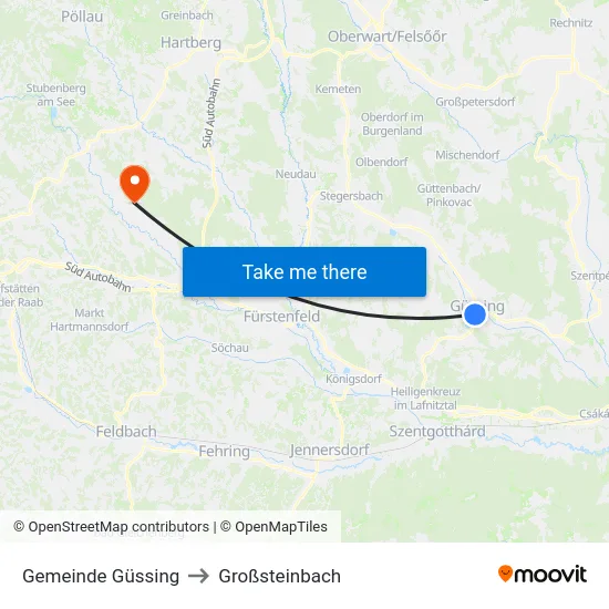 Gemeinde Güssing to Großsteinbach map