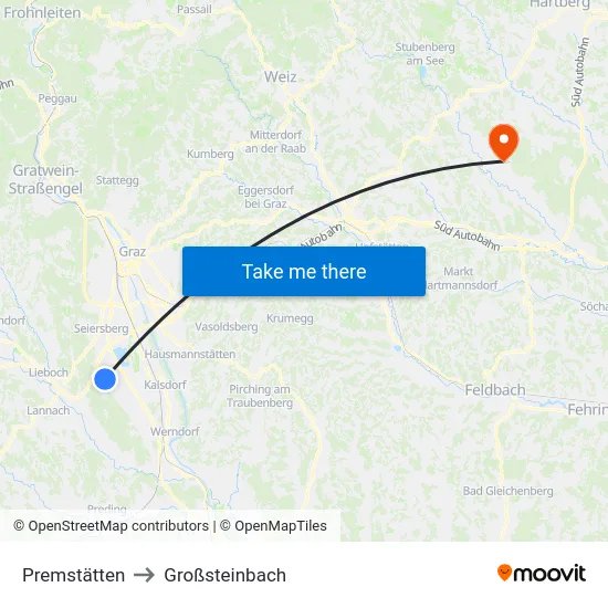 Premstätten to Großsteinbach map