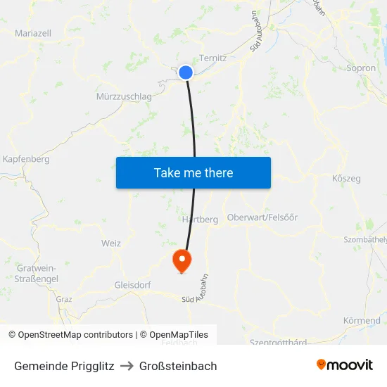 Gemeinde Prigglitz to Großsteinbach map