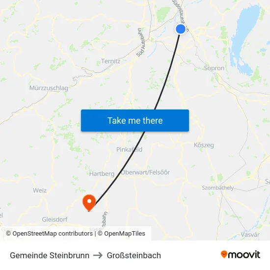 Gemeinde Steinbrunn to Großsteinbach map