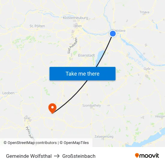 Gemeinde Wolfsthal to Großsteinbach map