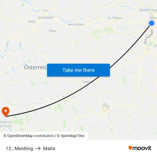 12., Meidling to Malta map