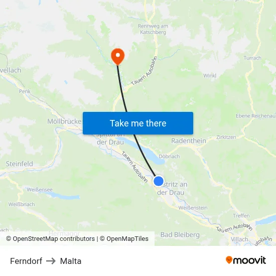 Ferndorf to Malta map