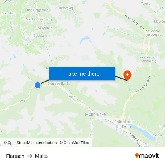 Flattach to Malta map