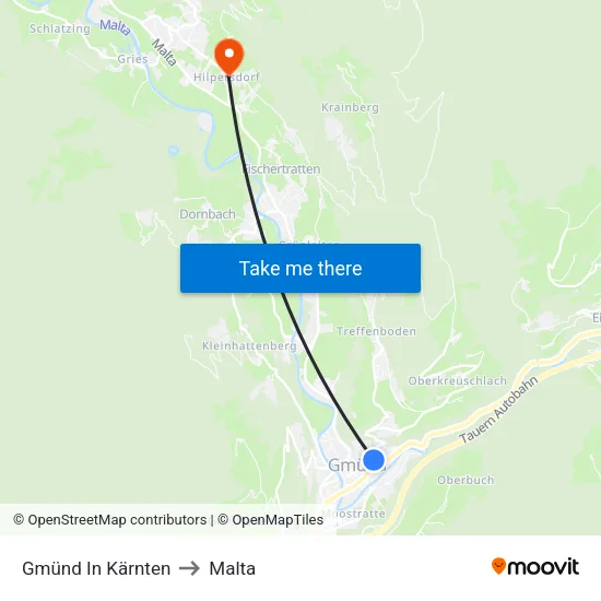 Gmünd In Kärnten to Malta map