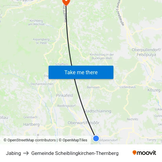Jabing to Gemeinde Scheiblingkirchen-Thernberg map