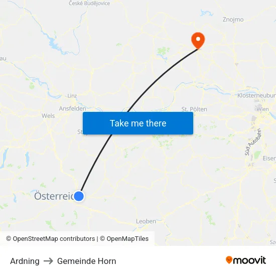 Ardning to Gemeinde Horn map