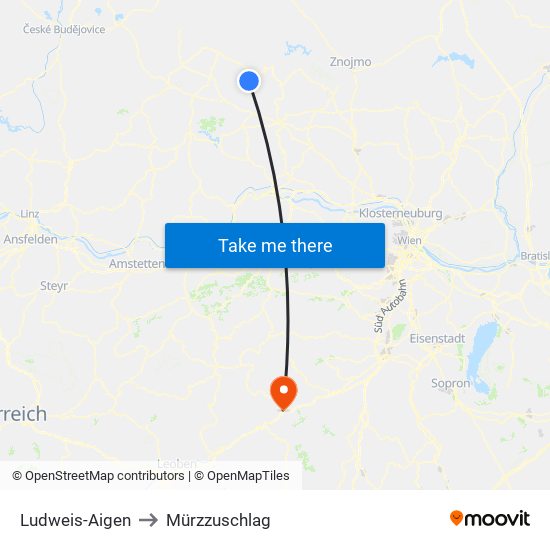 Ludweis-Aigen to Mürzzuschlag map