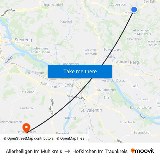 Allerheiligen Im Mühlkreis to Hofkirchen Im Traunkreis map