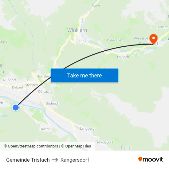 Gemeinde Tristach to Rangersdorf map