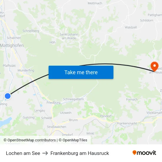 Lochen am See to Frankenburg am Hausruck map