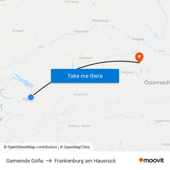 Gemeinde Göfis to Frankenburg am Hausruck map