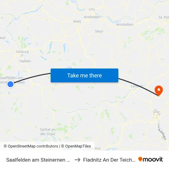 Saalfelden am Steinernen Meer to Fladnitz An Der Teichalm map