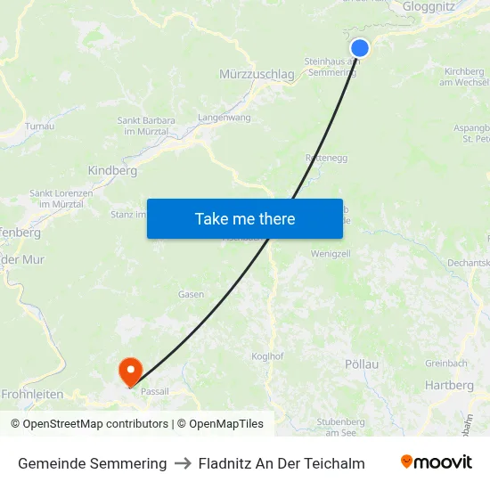 Gemeinde Semmering to Fladnitz An Der Teichalm map