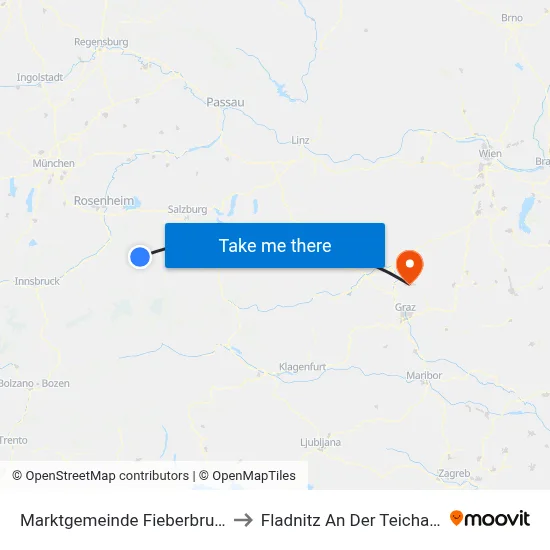 Marktgemeinde Fieberbrunn to Fladnitz An Der Teichalm map