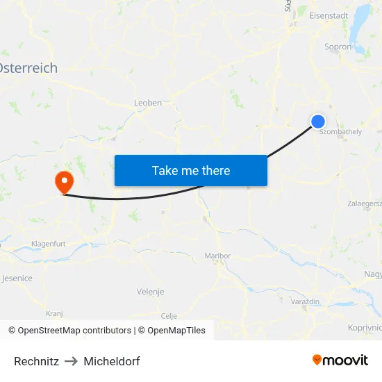 Rechnitz to Micheldorf map