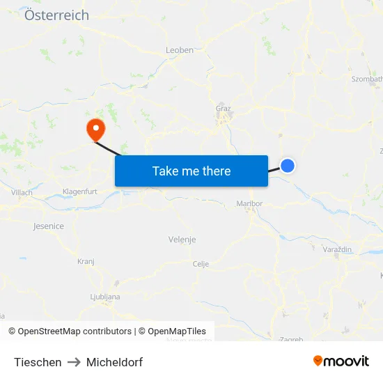 Tieschen to Micheldorf map