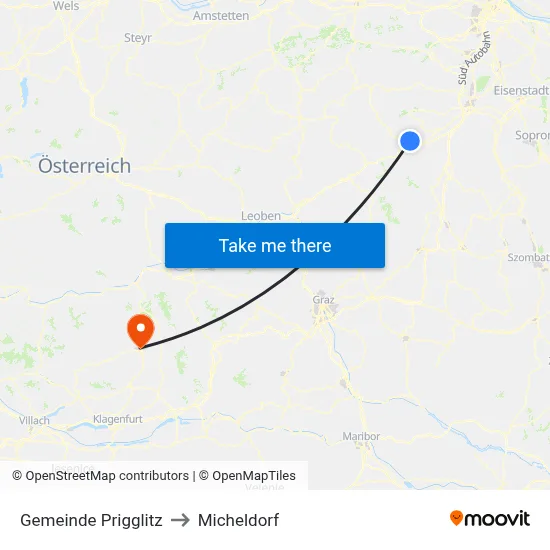 Gemeinde Prigglitz to Micheldorf map