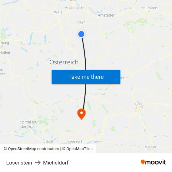 Losenstein to Micheldorf map