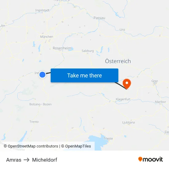 Amras to Micheldorf map