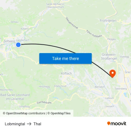 Lobmingtal to Thal map