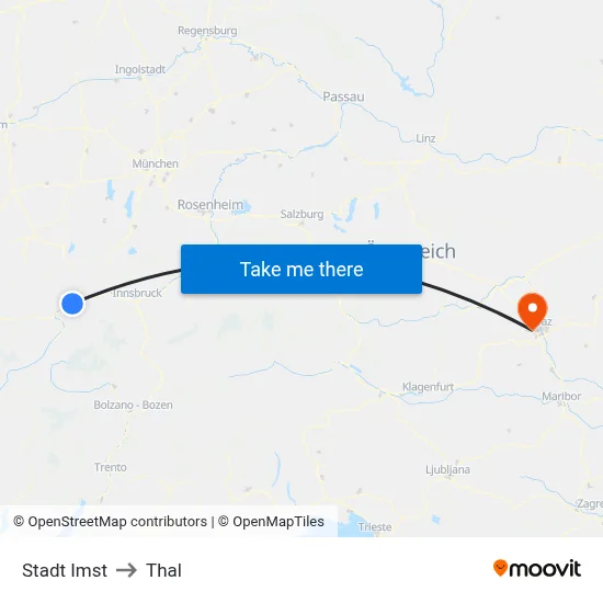 Stadt Imst to Thal map