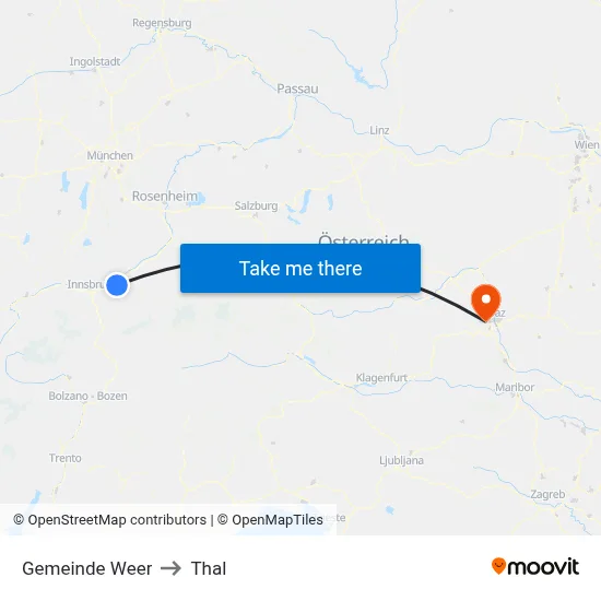 Gemeinde Weer to Thal map