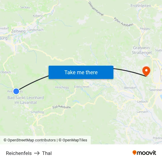 Reichenfels to Thal map