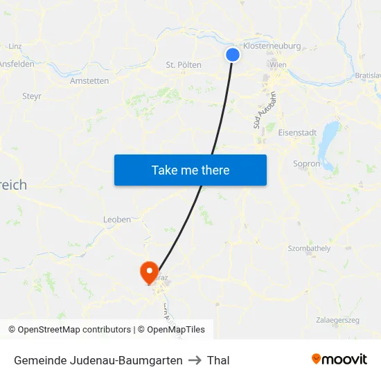 Gemeinde Judenau-Baumgarten to Thal map