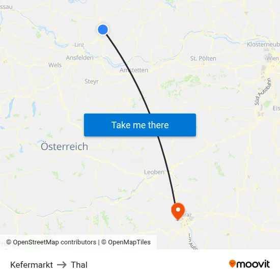 Kefermarkt to Thal map