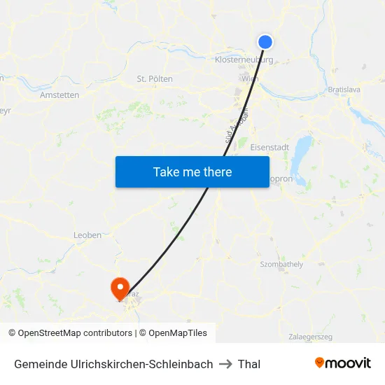 Gemeinde Ulrichskirchen-Schleinbach to Thal map