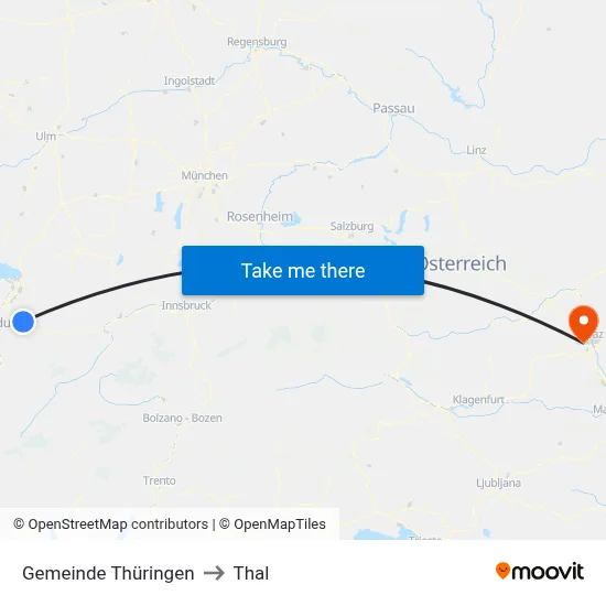 Gemeinde Thüringen to Thal map