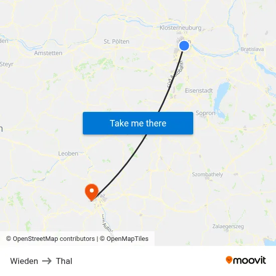 Wieden to Thal map